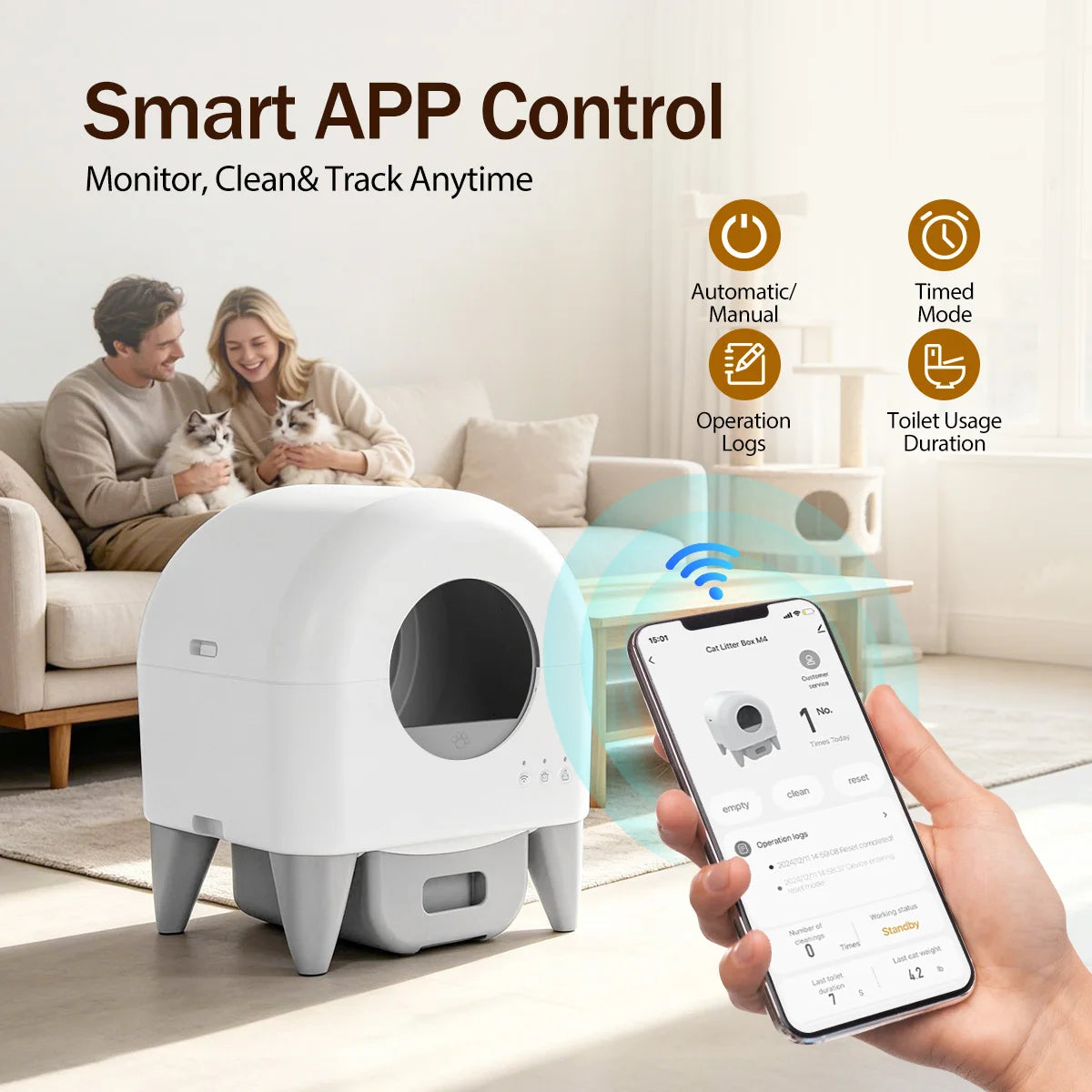 Smart Self Cleaning Automatic Enclosed Cat Litter Box