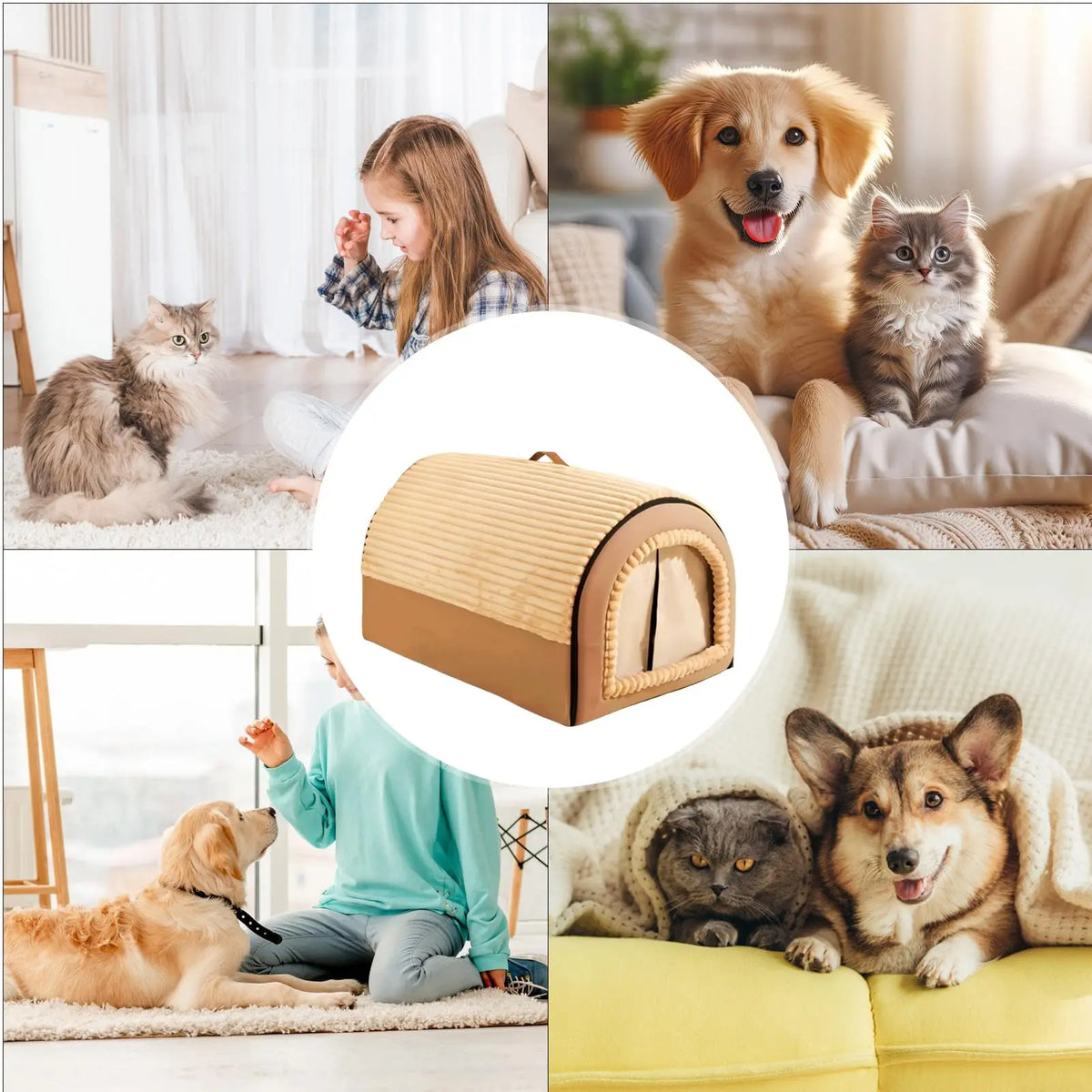 Enclosed Cat Cave Bed With Removable Washable Nest