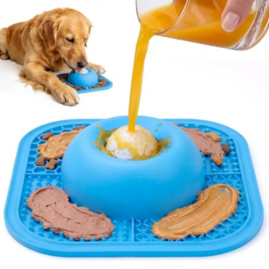 Slow Feeder Dog Bowl With Lick Mat And Rolling Ball