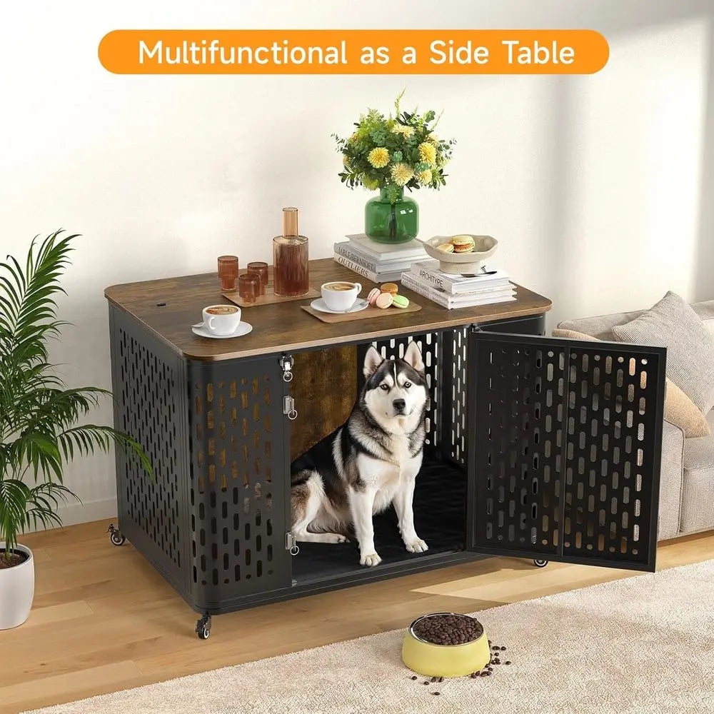 Heavy Duty Chewproof Indoor Dog Crate With Lockable Kennel