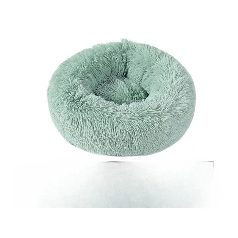 Soft Pet Cat Bed Pad Plush Warm Faux Fur Dog Calm Bed Donut Round Bed Comfortable Sleeping Washable for Small Medium Dog and Cat