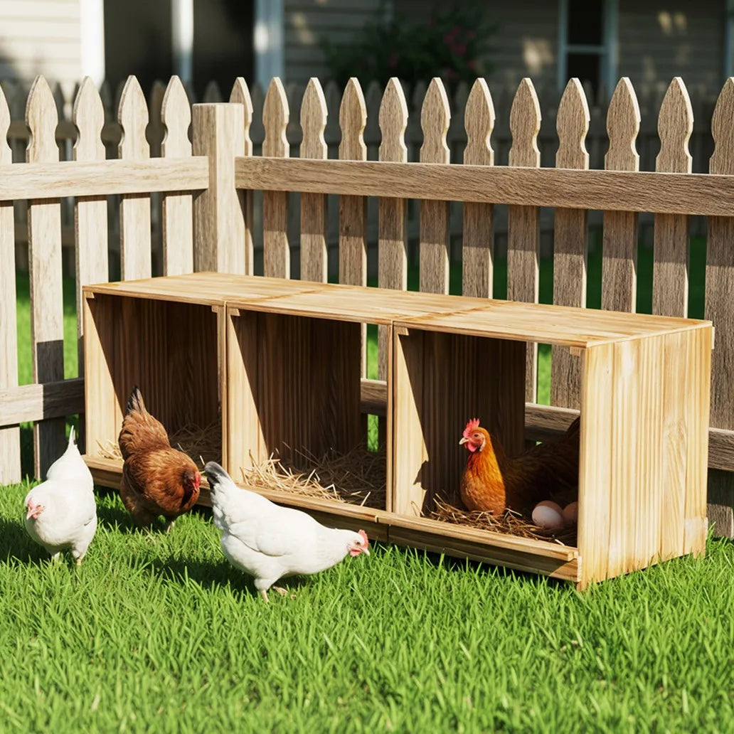 Wooden Chicken Nesting Box With Three Egg Compartments