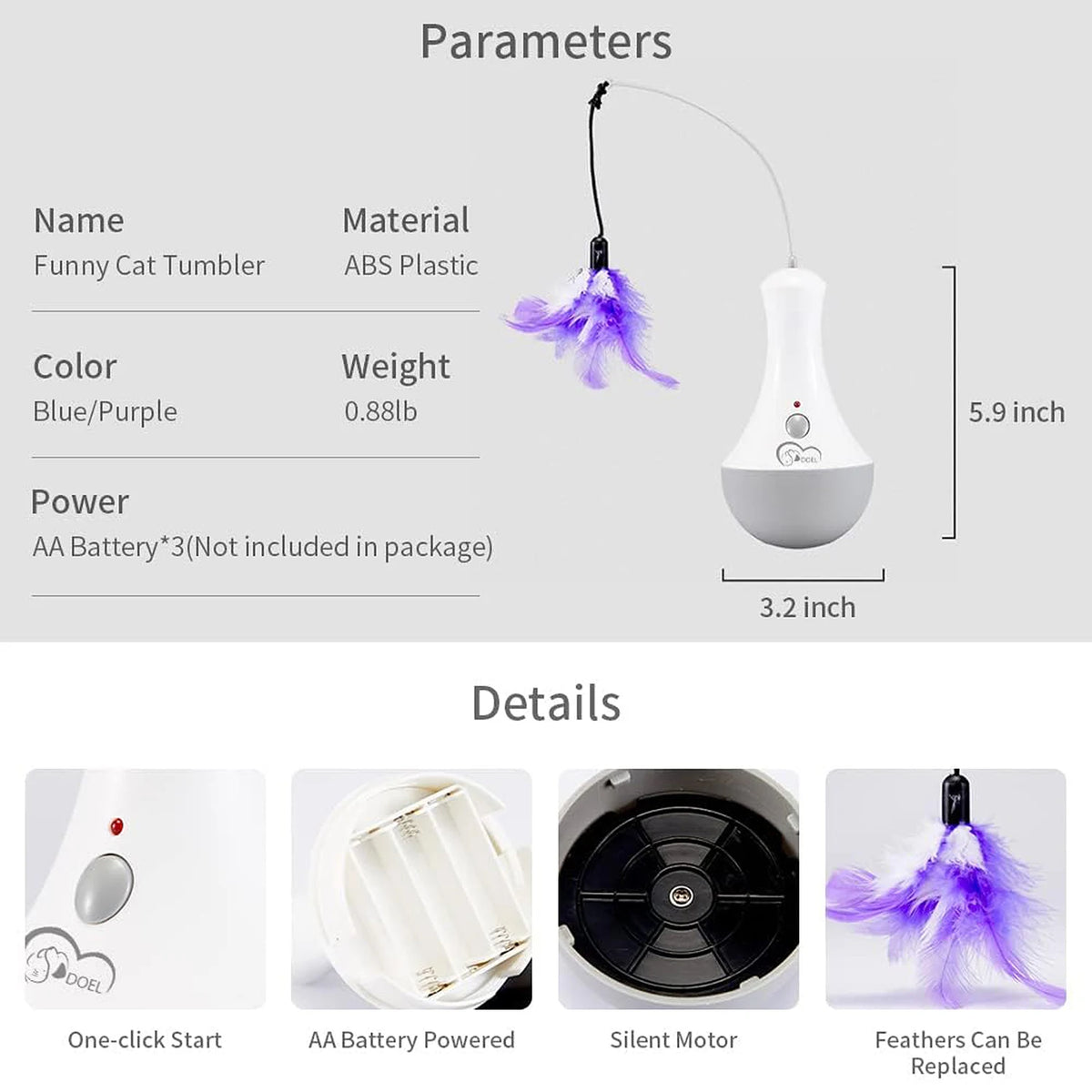 Interactive Feather Teaser Toy for Cats and Kittens Indoor Play