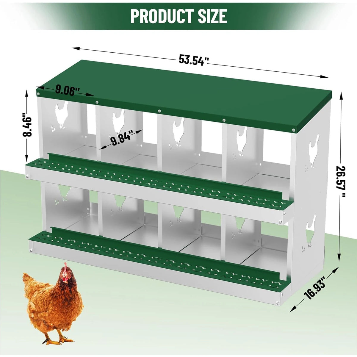 HiMISS Galvanized Steel Chicken Nesting Boxes With Rollout Egg Collection