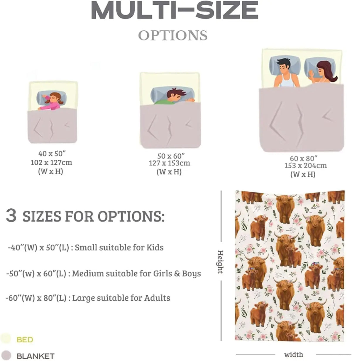 Highland Cow Flannel Throw Blanket for Kids and Cozy Gifts