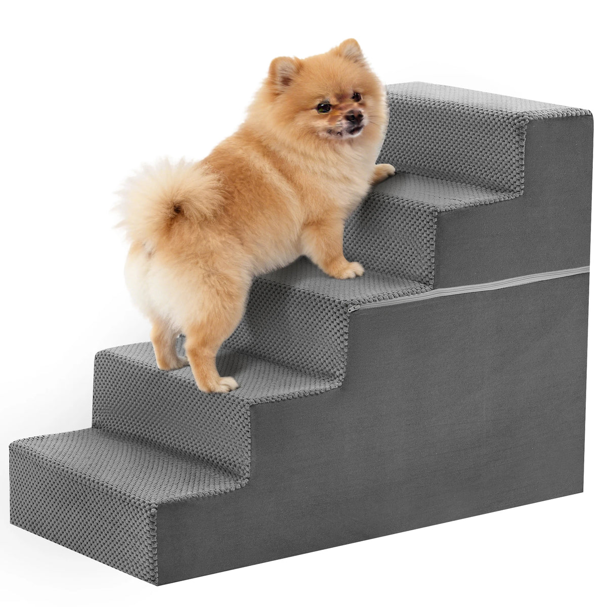 JHK Curved Foam Dog Stairs With Nonslip Pet Steps Indoor