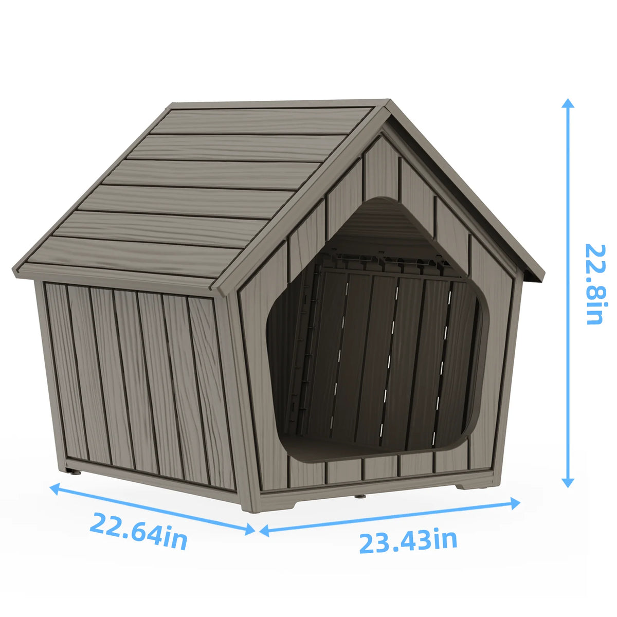 Waterproof Plastic Dog House With Ventilated Gable Roof for Outdoor Use