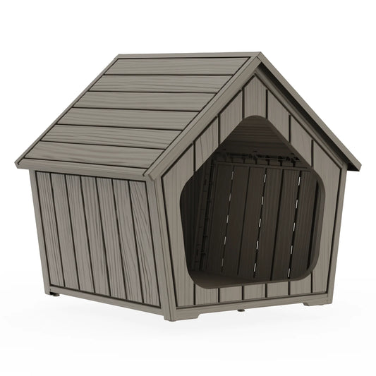 Waterproof Plastic Dog House With Ventilated Gable Roof for Outdoor Use