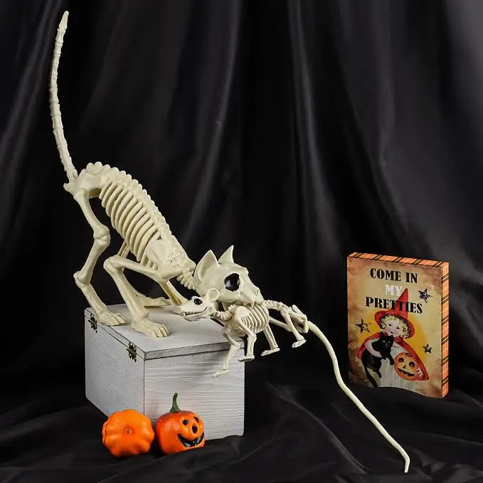 Halloween Cat And Mouse Skeleton Decorations For Spooky Party Scenes