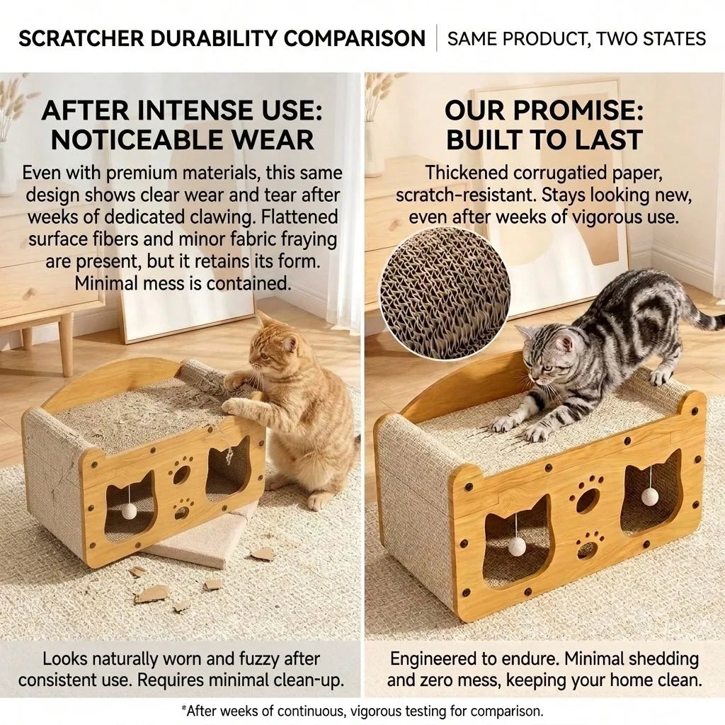 Double Layer Cat Scratcher House With Durable Woven Scratch Pad