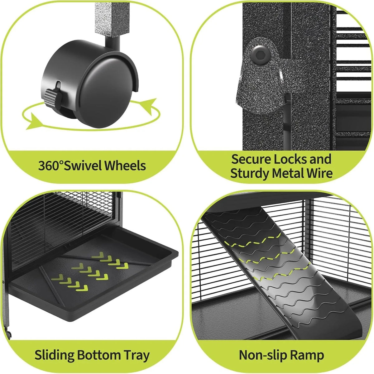 Multi Level Small Animal Cage With Hammock Ramps And Tray