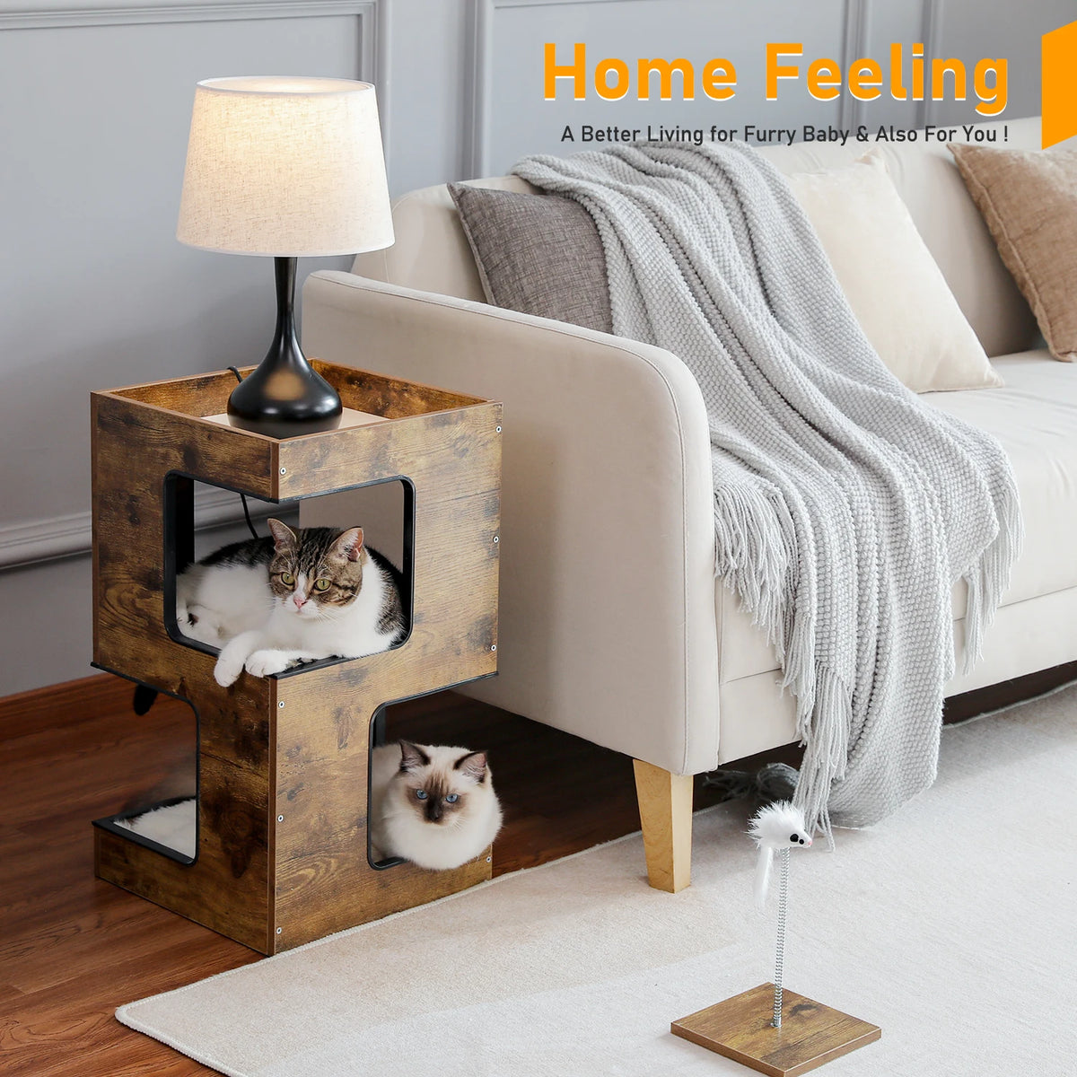 PAWZ Road Wooden Cat Condo With Removable Mats Scratching Pad