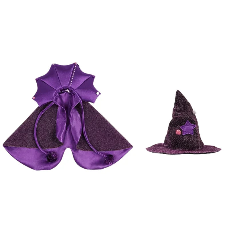 Halloween Witch Costume With Cloak And Hat For Pets