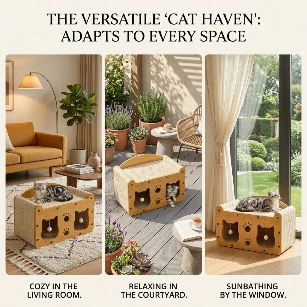 Double Layer Cat Scratcher House With Durable Woven Scratch Pad