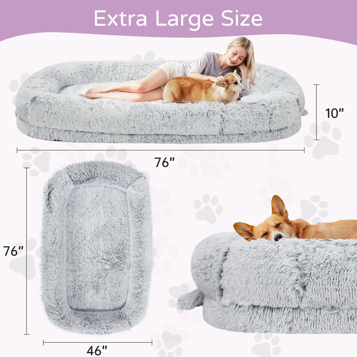 Orthopedic Human Dog Bed With Removable Machine Washable Cover