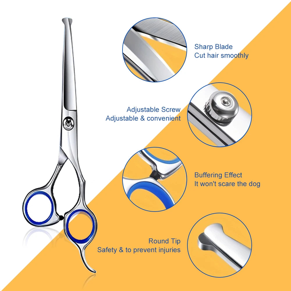 Seven In One Pet Grooming Scissors Set With Ceramic Coating