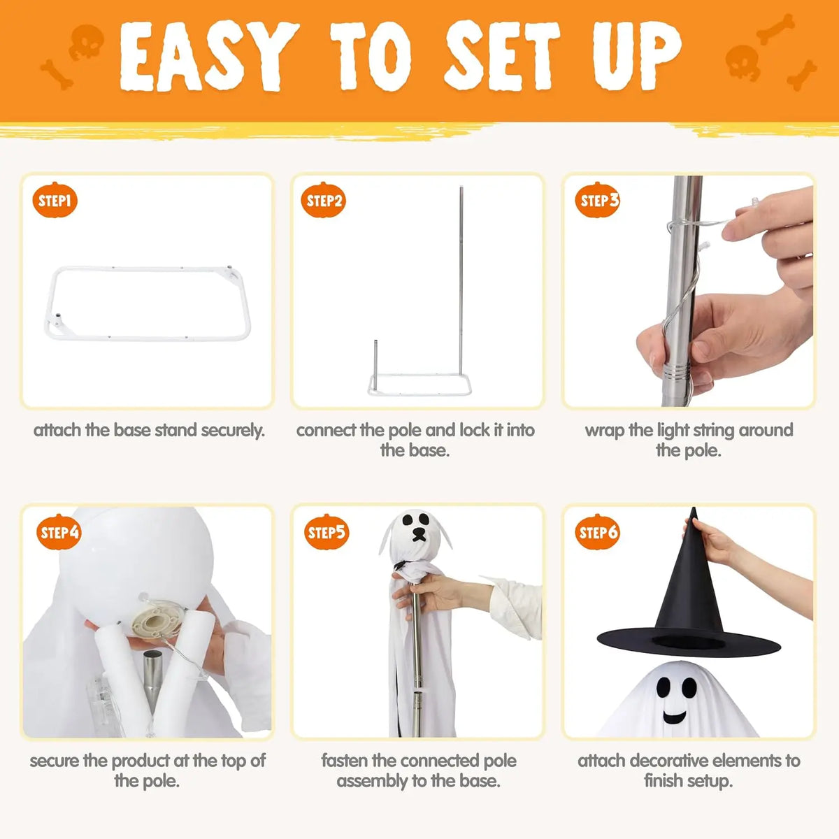 Joyfy Halloween Ghost and Dog Decorations With LED Lights