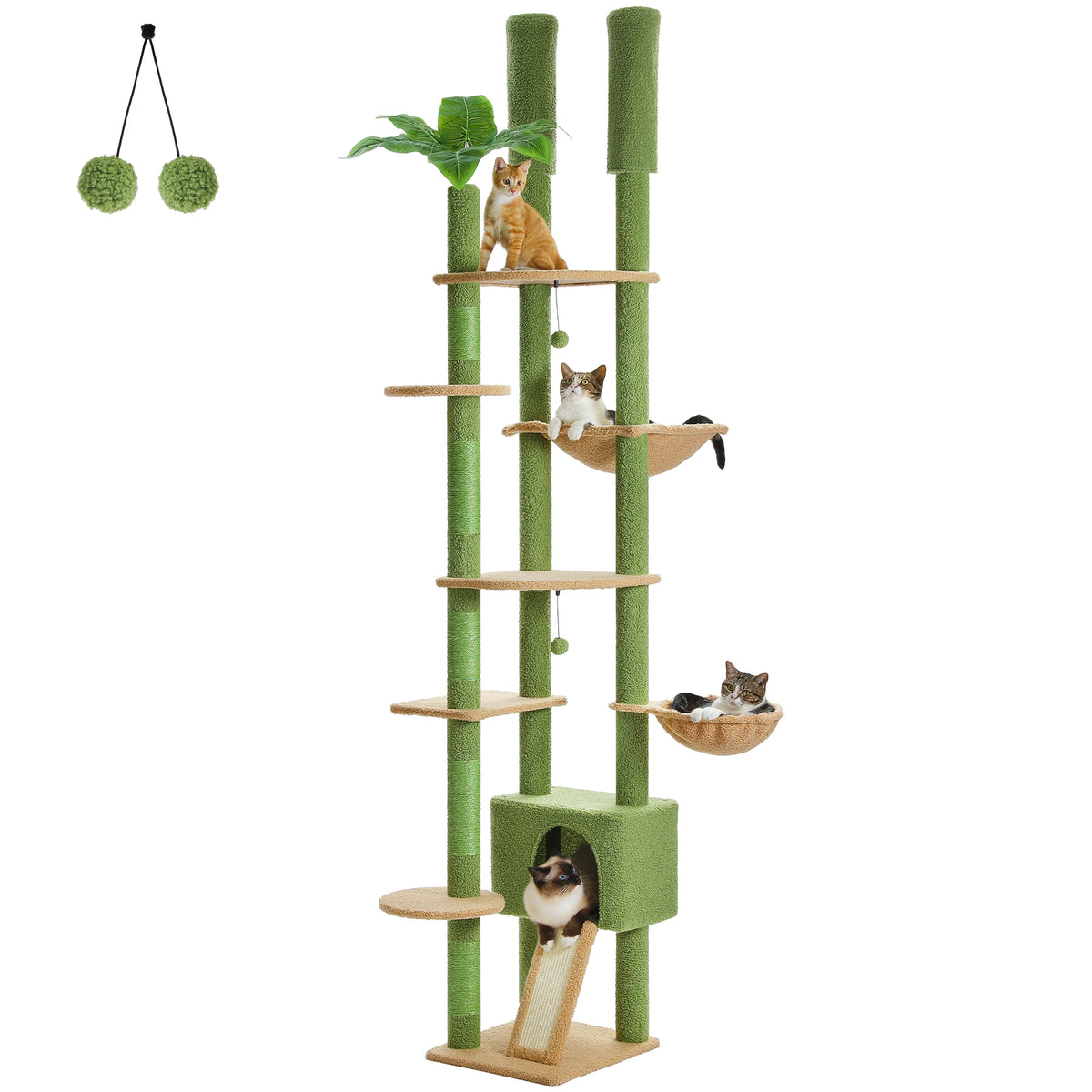 PAWZ Road Wooden Cat Tree With Hammock And Sisal Scratching Posts