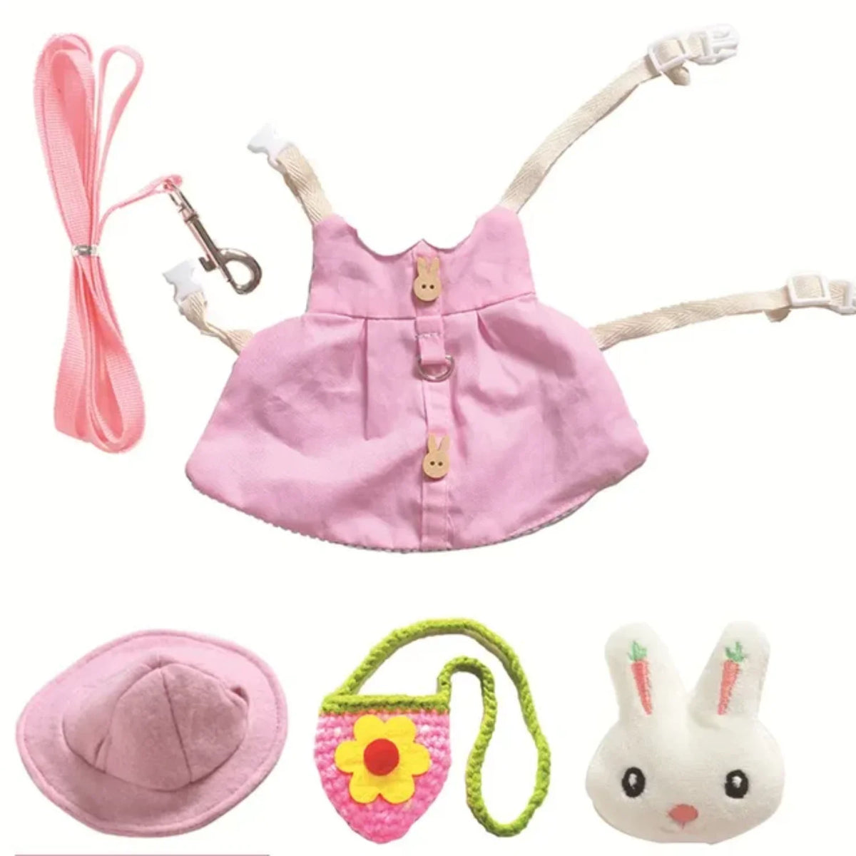 Small Pet Harness Leash Set For Rabbits And Guinea Pigs