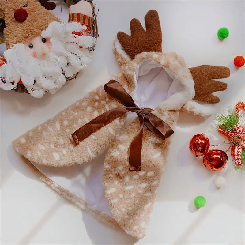 Christmas Reindeer Cape and Hat Costume for Dogs and Cats