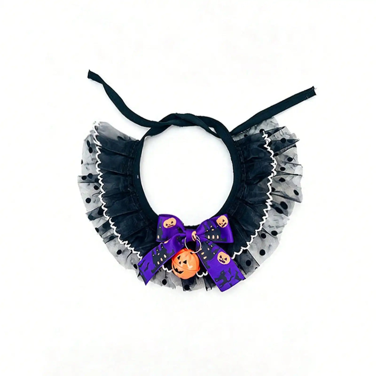 Halloween Pet Costume With Witch Hat And Pumpkin Lace Collar