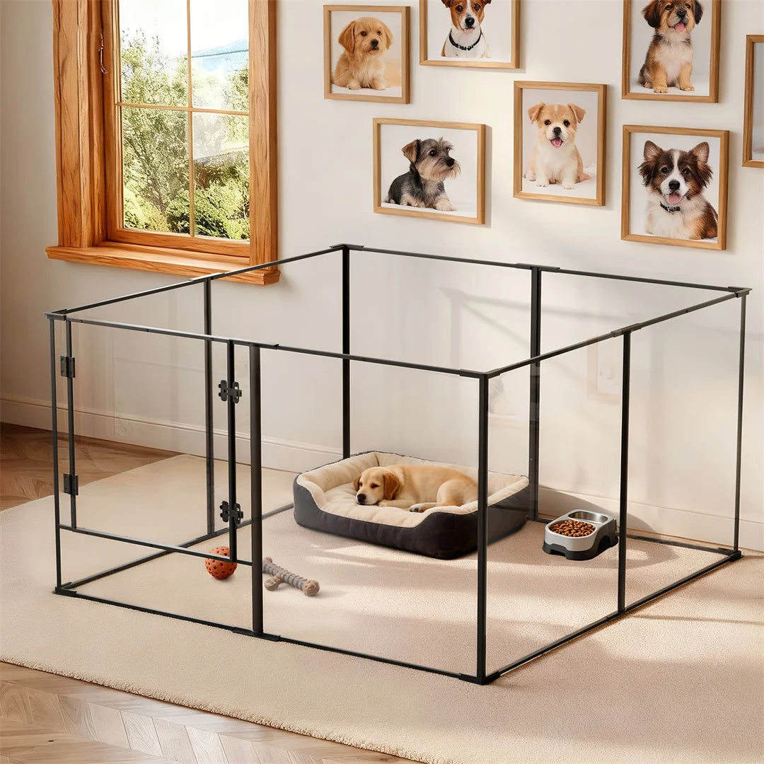 BINGOPAW Acrylic Dog Playpen for Indoor Exercise and Training
