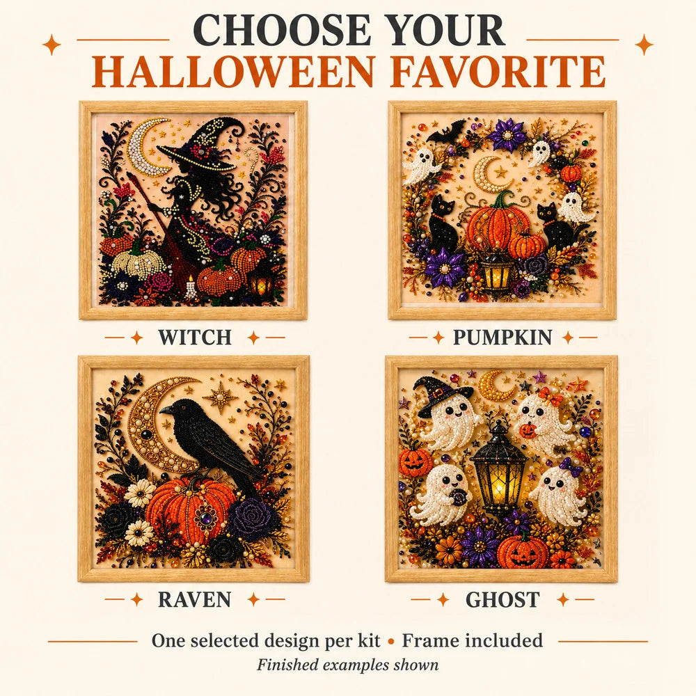 Zoe Halloween Pearl Diamond Painting Kit With Frame Decor