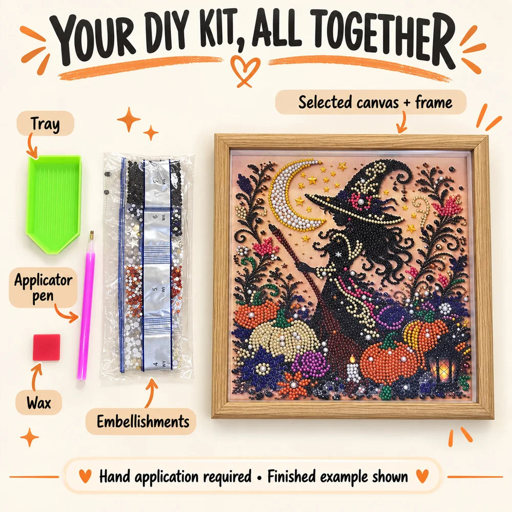 Zoe Halloween Pearl Diamond Painting Kit With Frame Decor