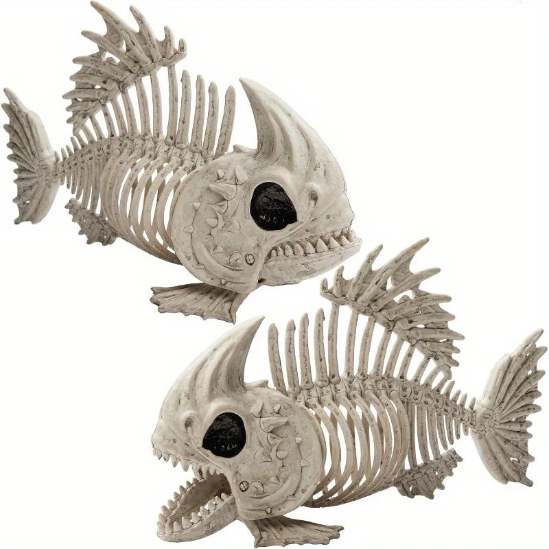 Poseable Fish Skeleton Halloween Decor for Spooky Indoor Outdoor Parties