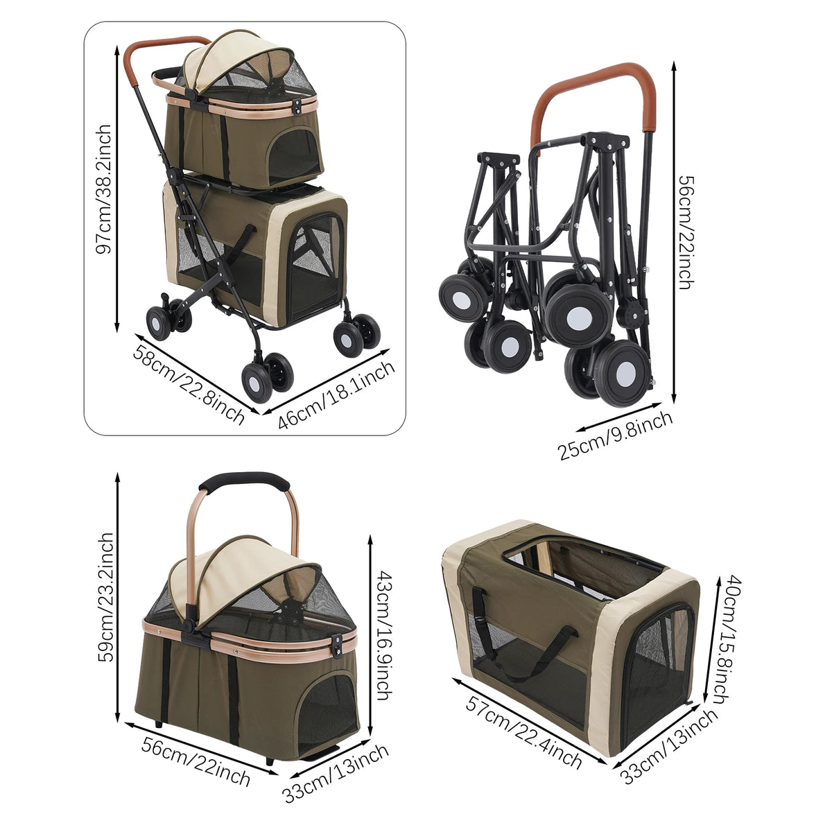 Bymaocar Foldable Pet Stroller With Two Tier Design And Safety Locks