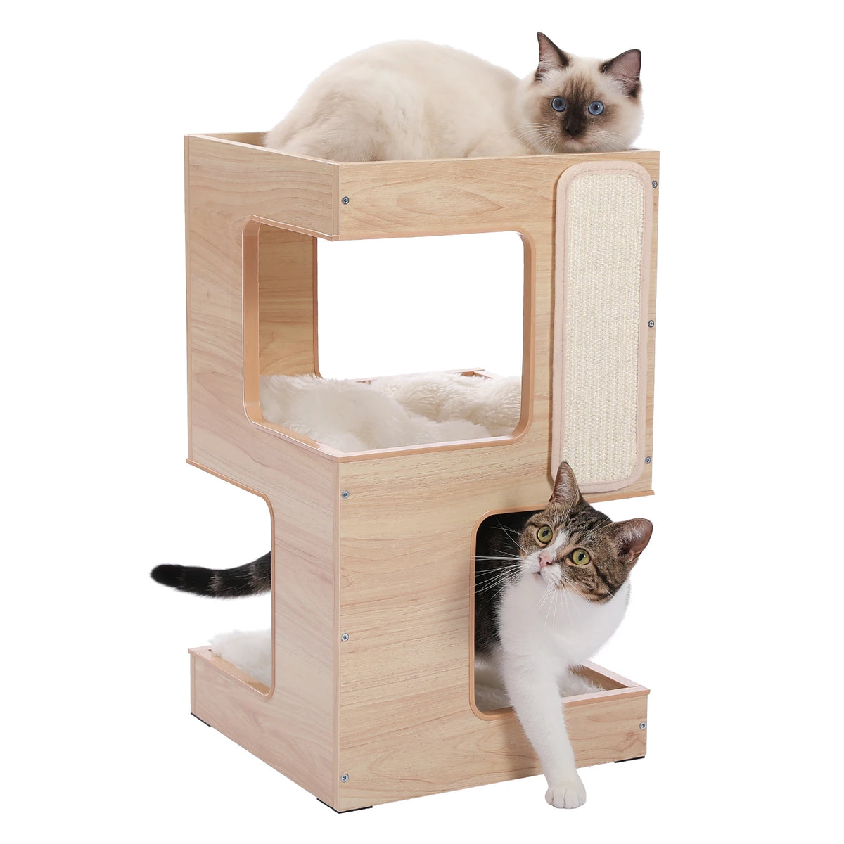 PAWZ Road Wooden Cat Condo With Removable Mats Scratching Pad