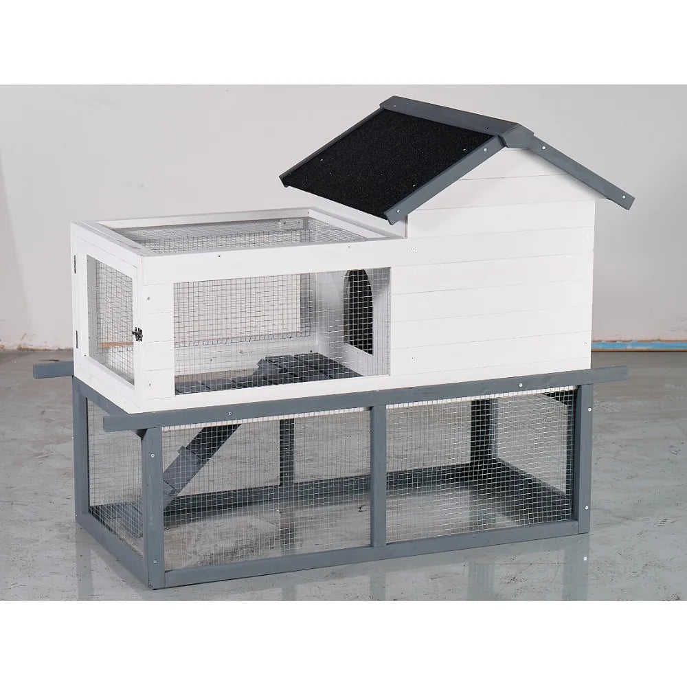 Elevated Chicken Coop With Outdoor Run And Easy Clean Tray