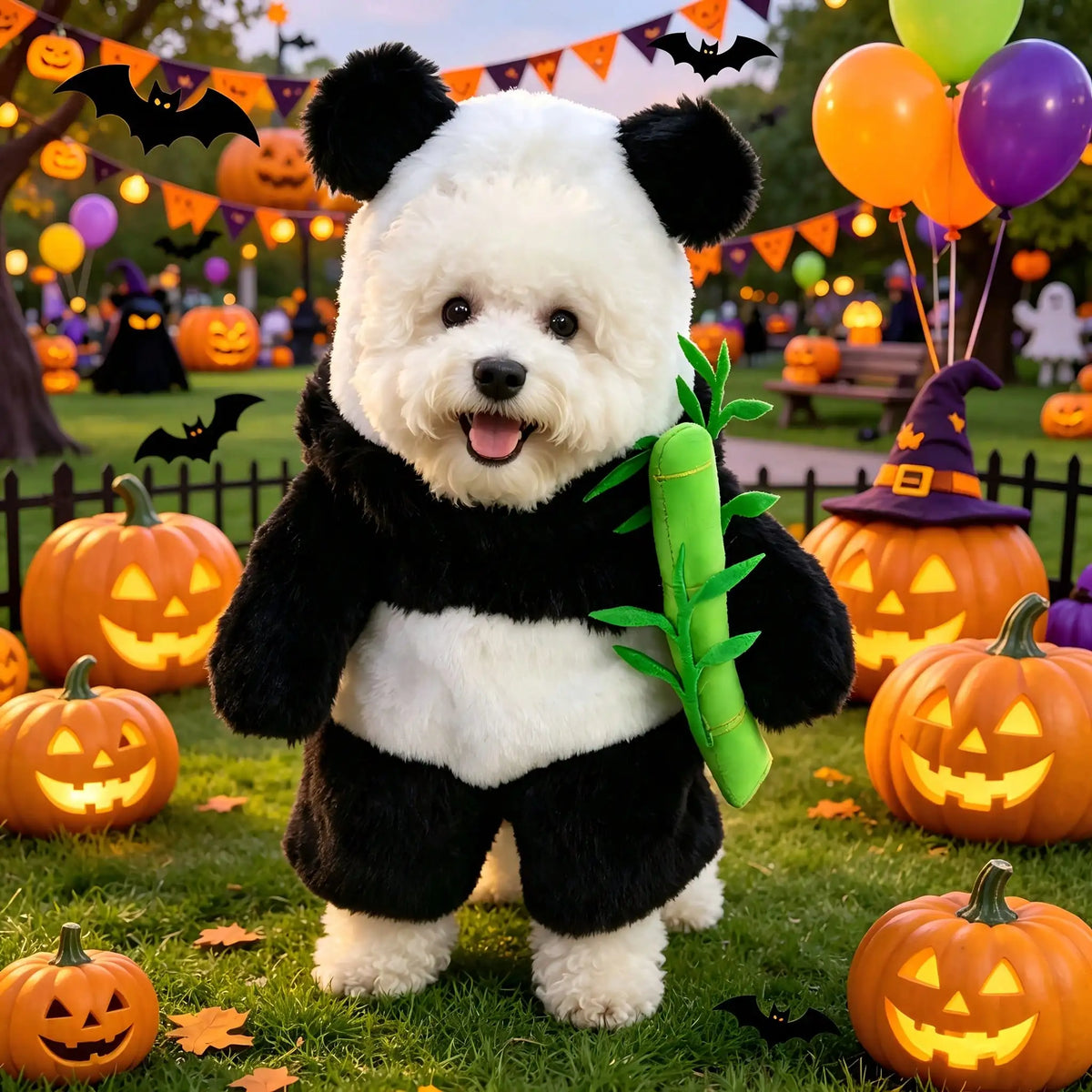 Halloween Dog Panda Transformation Costume With Complete Head Mask