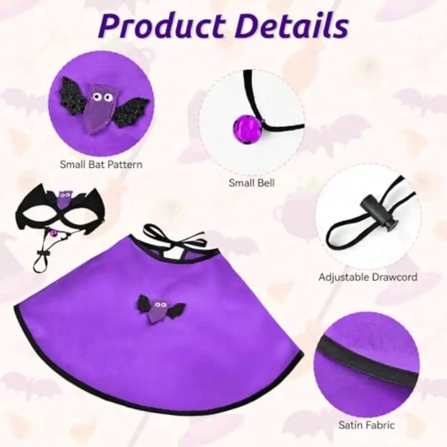 Halloween Vampire Cape Costume With Bat Mask For Pets