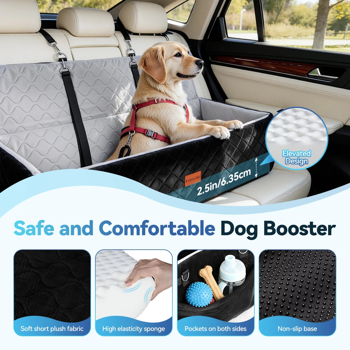 DOMIPET Extra Large Dog Car Seat Travel Bed With Cushion