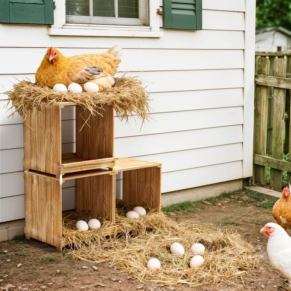 Wooden Chicken Nesting Box With Three Egg Compartments