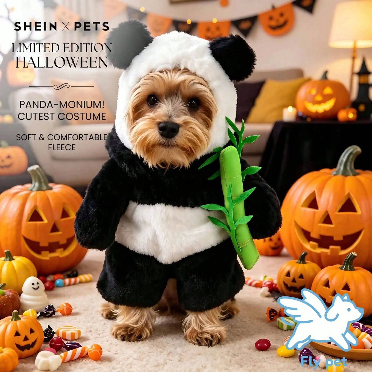 Halloween Dog Panda Transformation Costume With Complete Head Mask
