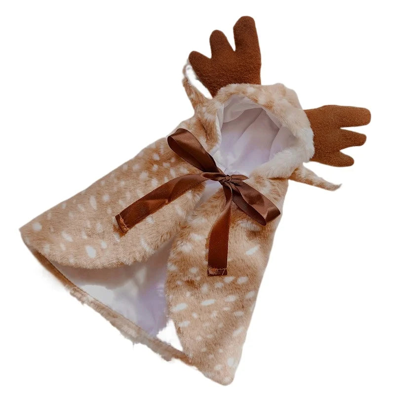 Christmas Reindeer Cape and Hat Costume for Dogs and Cats
