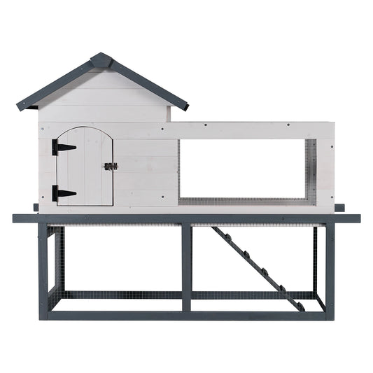Elevated Chicken Coop With Outdoor Run And Easy Clean Tray