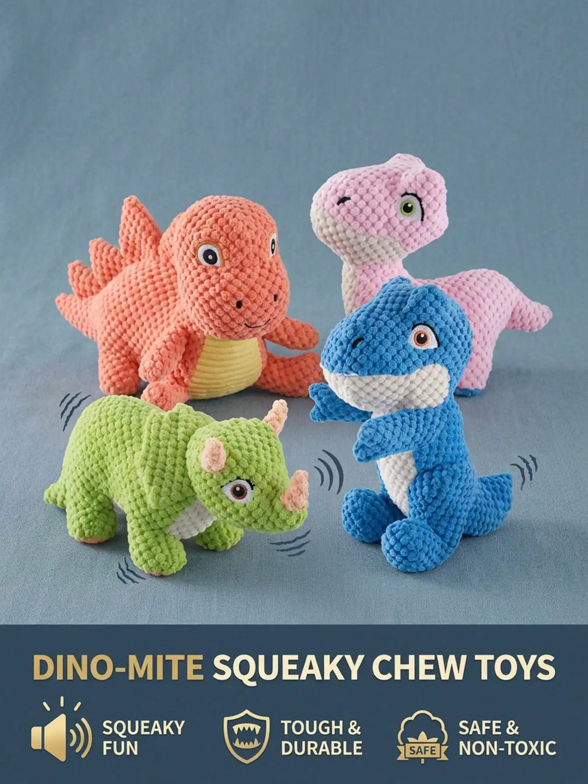 Cute Dinosaur Squeaky Dog Toy With Interactive BB Sound