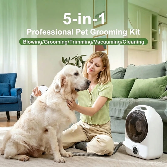 5-In-1 Pet Grooming Vacuum Kit With Clipper And Dryer