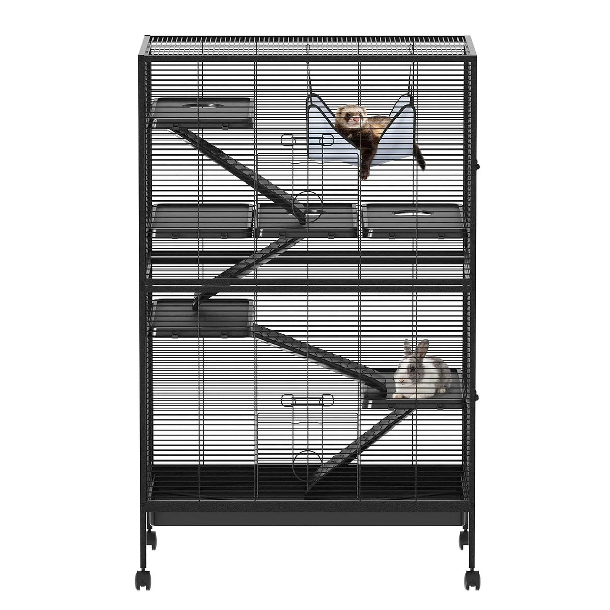 Multi Level Small Animal Cage With Hammock Ramps And Tray