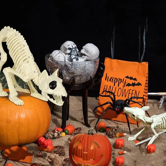 Halloween Cat And Mouse Skeleton Decorations For Spooky Party Scenes