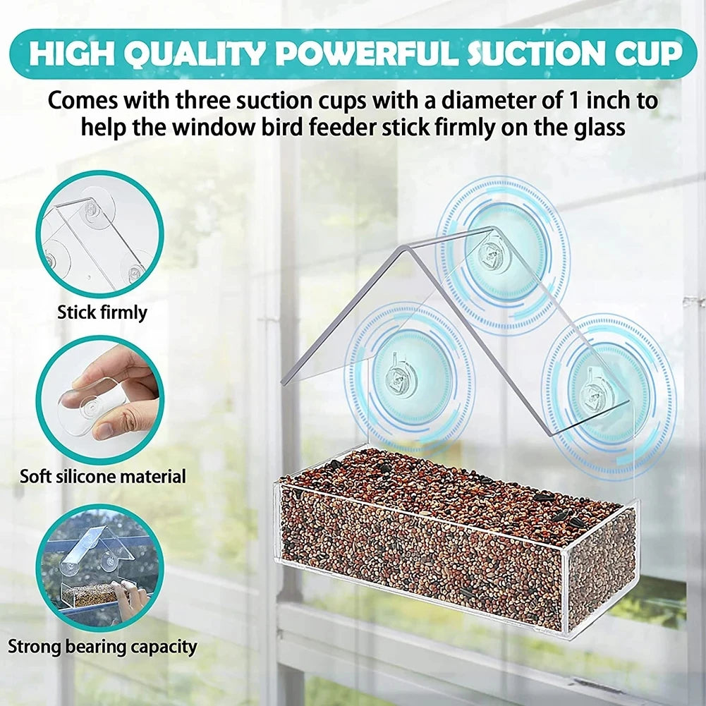 Clear Window Bird Feeder With Strong Suction Cups For Birds