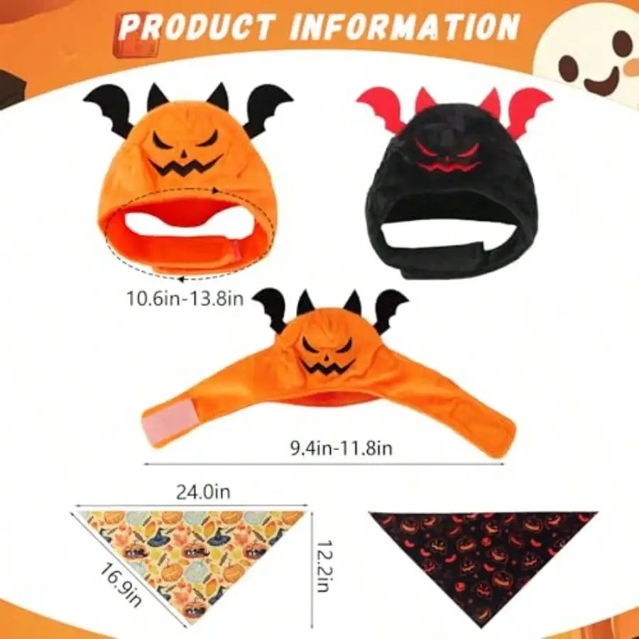 Halloween Cat Costume Set With Pumpkin, Bat, And Festive Scarves