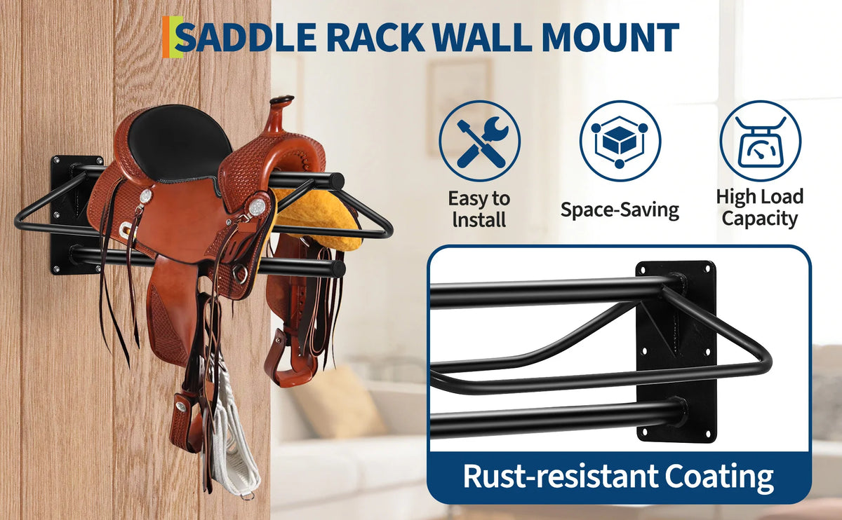 Heavy Duty Wall Mounted Saddle Rack With Double Pad Bar