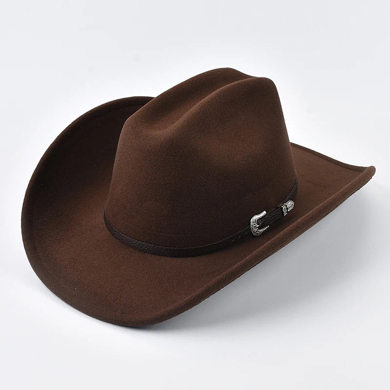 Unisex Western Cowboy Hat With Vintage Wide Brim Design