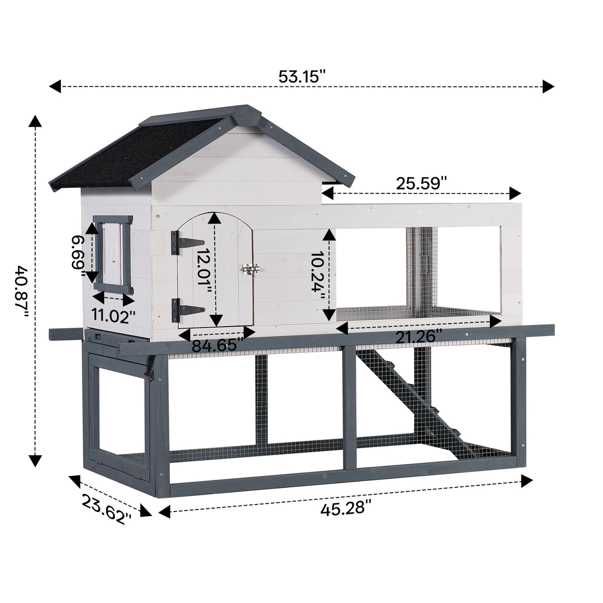Elevated Chicken Coop With Outdoor Run And Easy Clean Tray