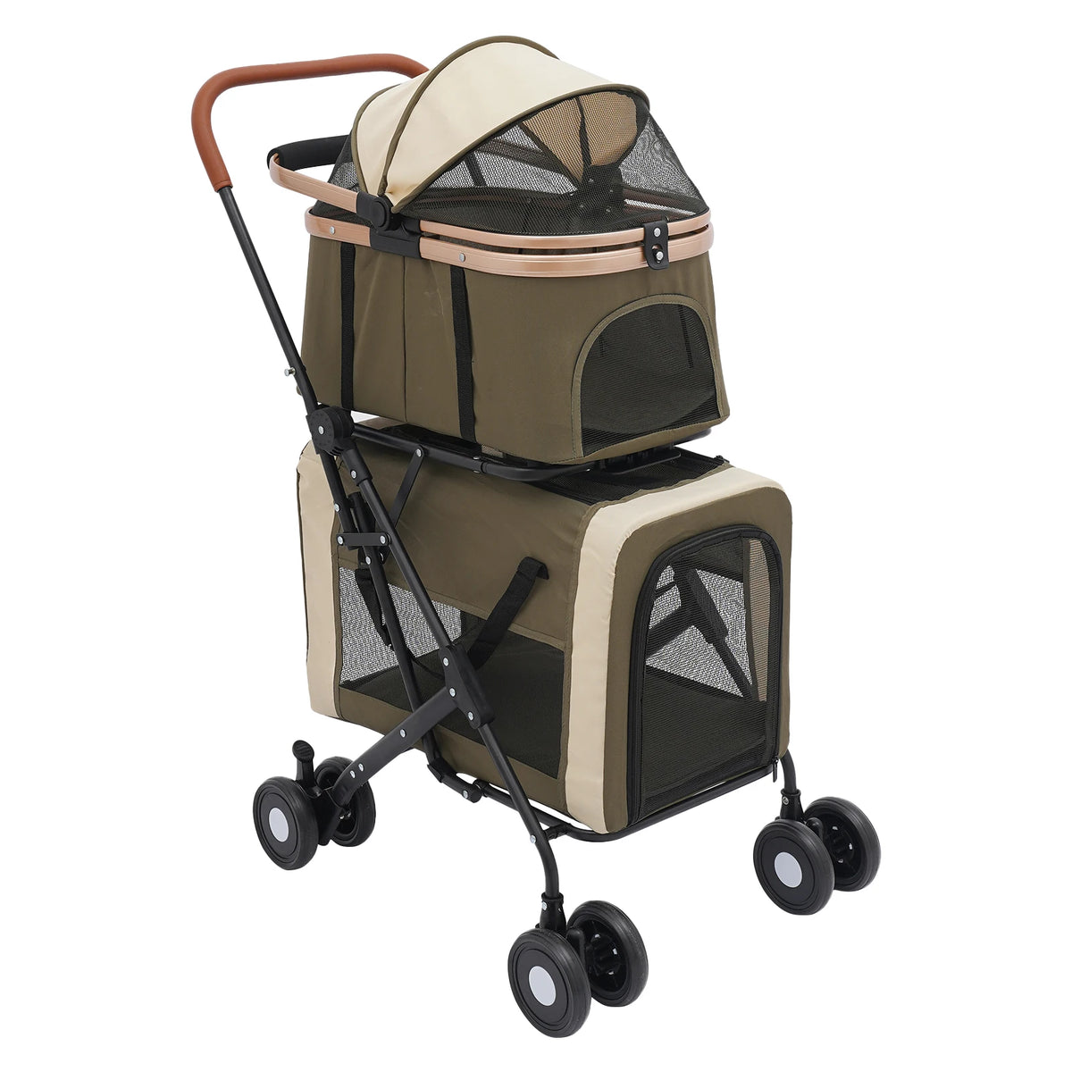 Bymaocar Foldable Pet Stroller With Two Tier Design And Safety Locks