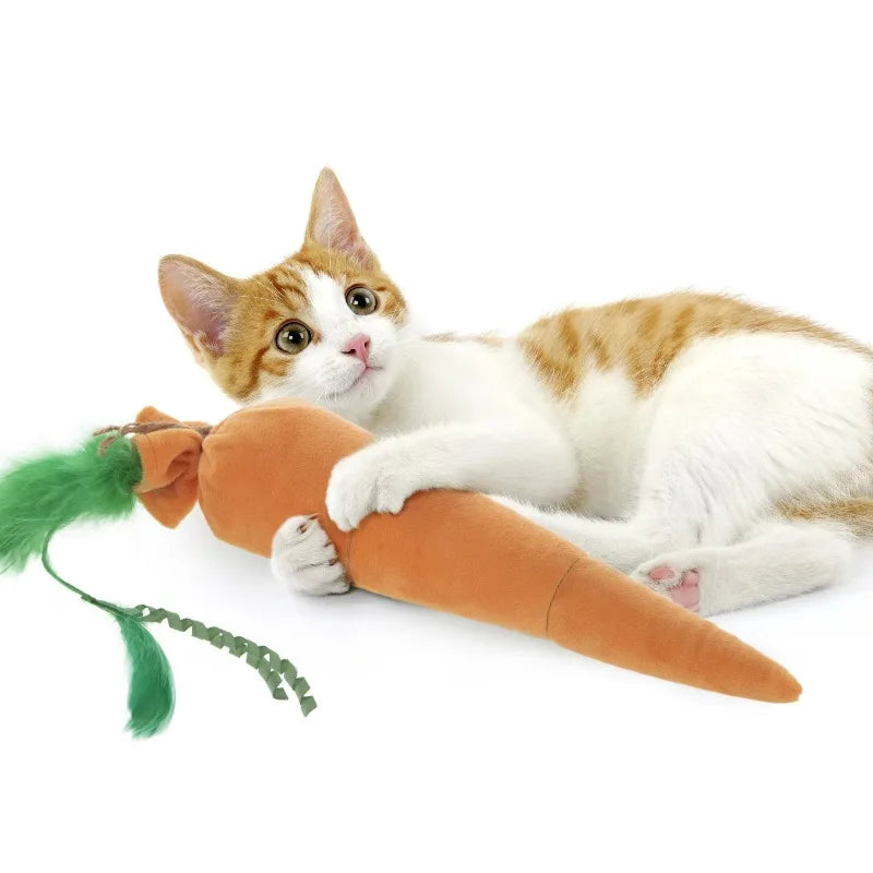 Kolossal Karrot Plush Catnip Kicker Toy Filled With Potent Catnip